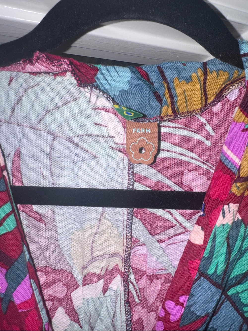FARM RiO Toucan Brushedstroke Linen Blend Jumpsuit multi color size medium - Picture 5 of 11